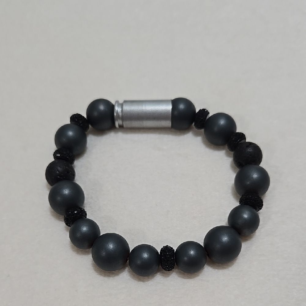 Black Onyx and Lava Beaded Bracelet